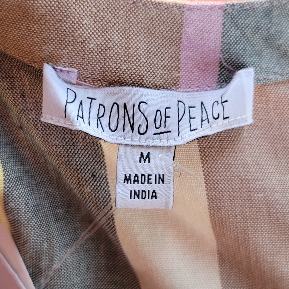 Patrons of Peace Striped Pink, Gray, Tan & Cream Sleeveless Midi Dress NEW Sz M - Picture 9 of 10